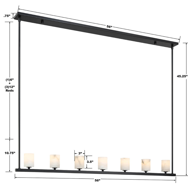 Crystorama Crystorama Aragon 7 Light Matte Black Chandelier