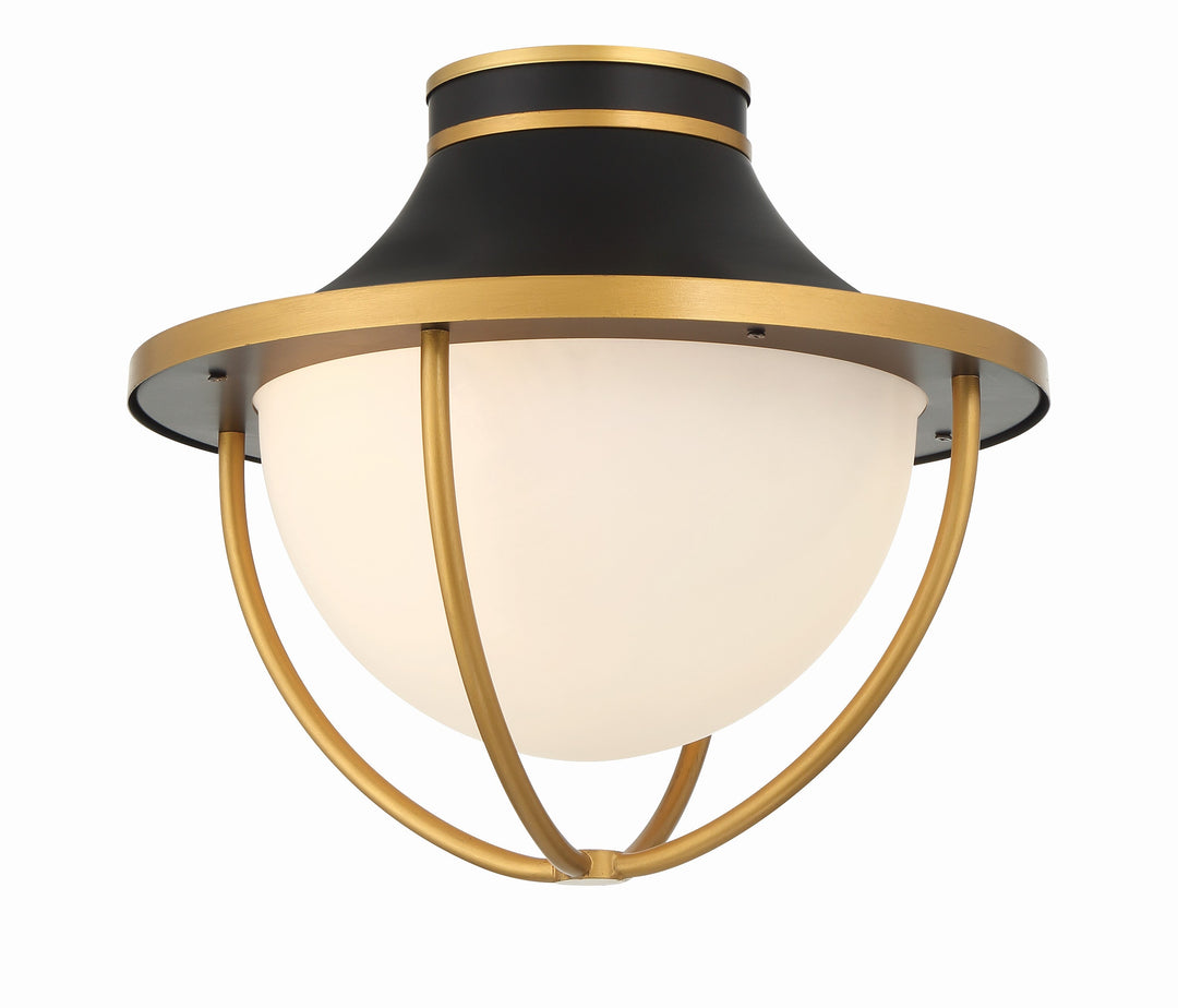 Crystorama Crystorama Atlas 2 Light Matte Black + Textured Gold Outdoor Semi Flush Mount