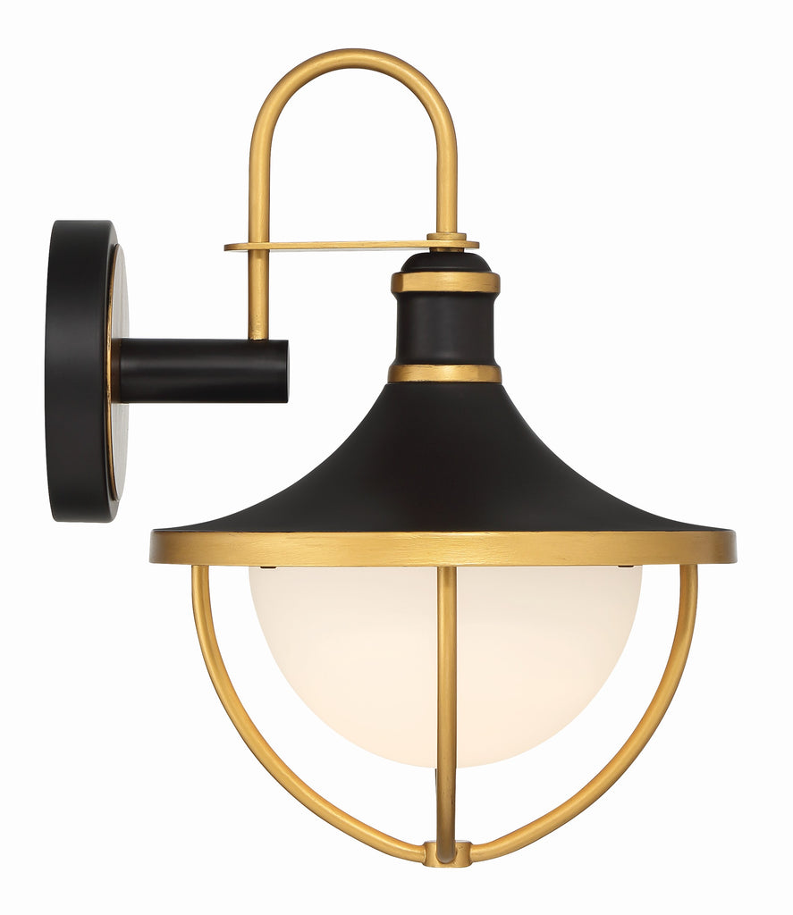 Crystorama Crystorama Atlas 1 Light Matte Black + Textured Gold Outdoor Sconce