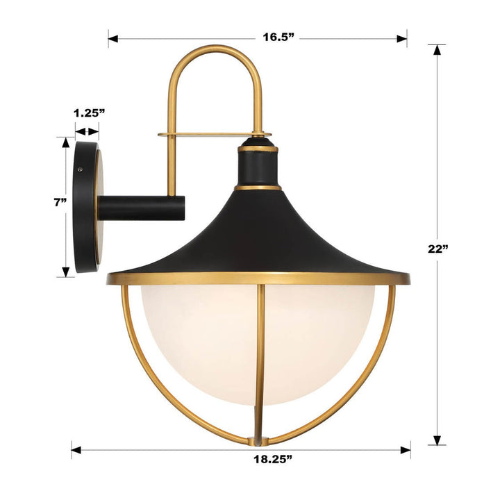 Crystorama Crystorama Atlas 3 Light Matte Black + Textured Gold Outdoor Sconce