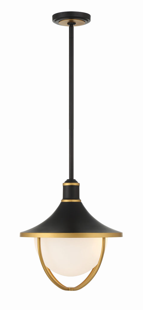Crystorama Crystorama Atlas 3 Light Matte Black + Textured Gold Outdoor Pendant