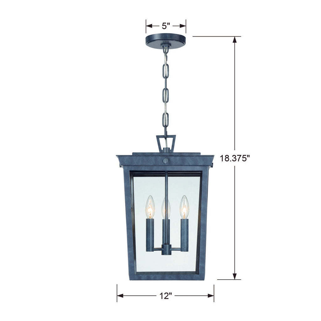 Crystorama Crystorama Belmont 3 Light Graphite Outdoor Pendant