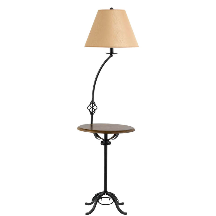 150W 3WAY IRON FL LP W/WOOD TRAY TB Cal Lighting