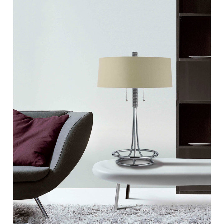 60W X 2 LECCEMETAL  TABLE LAMP WITH BURLAP SHADE Cal Lighting