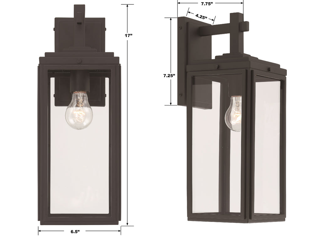 Crystorama Crystorama Byron 1 Light Matte Black Outdoor Sconce