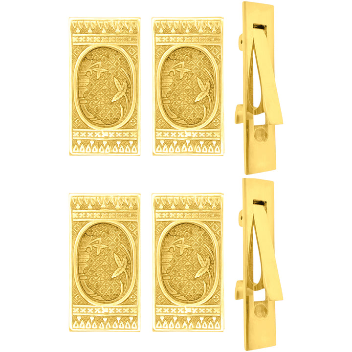 Broken Leaf Pattern Pocket Door Set (Several Finishes Available)