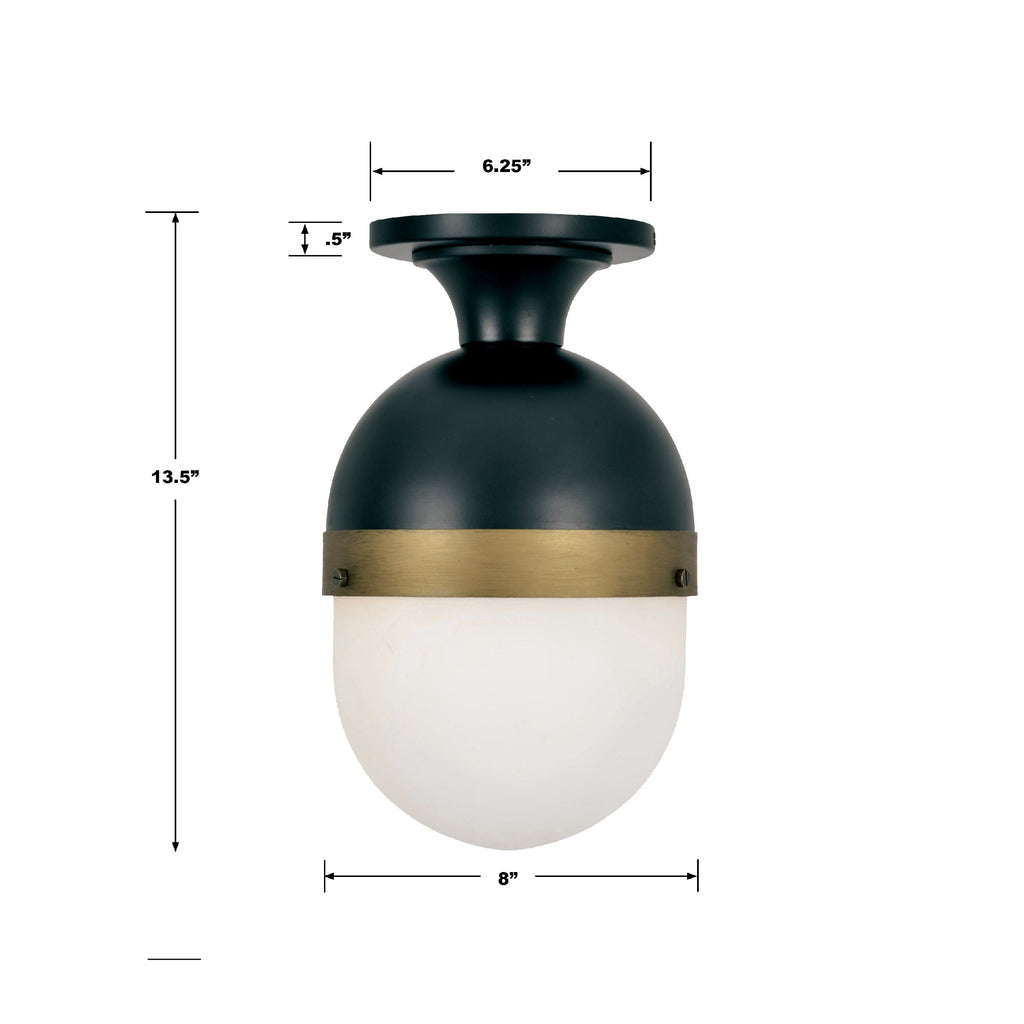 Crystorama Crystorama Brian Patrick Flynn Capsule 1 Light Matte Black + Textured Gold Outdoor Semi Flush Mount