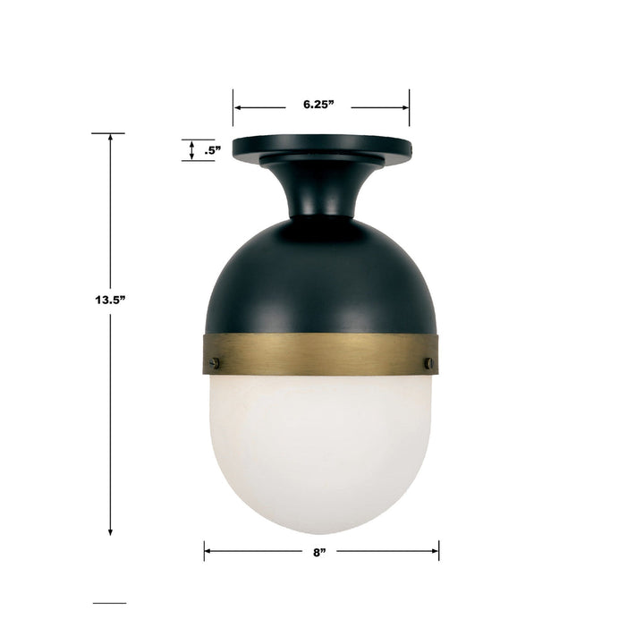 Crystorama Crystorama Brian Patrick Flynn Capsule 1 Light Matte Black + Textured Gold Outdoor Semi Flush Mount