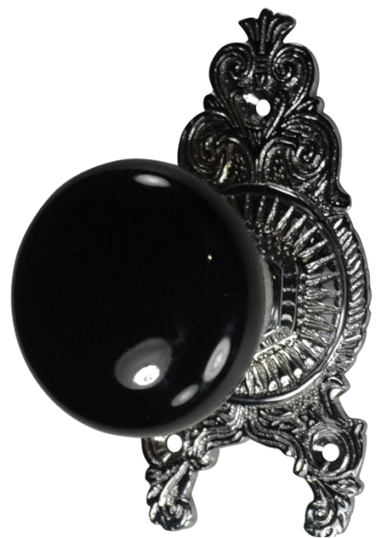 COPPER MOUNTAIN HARDWARE Black Porcelain Ornate Victorian Door Knob Set in Several Finishes