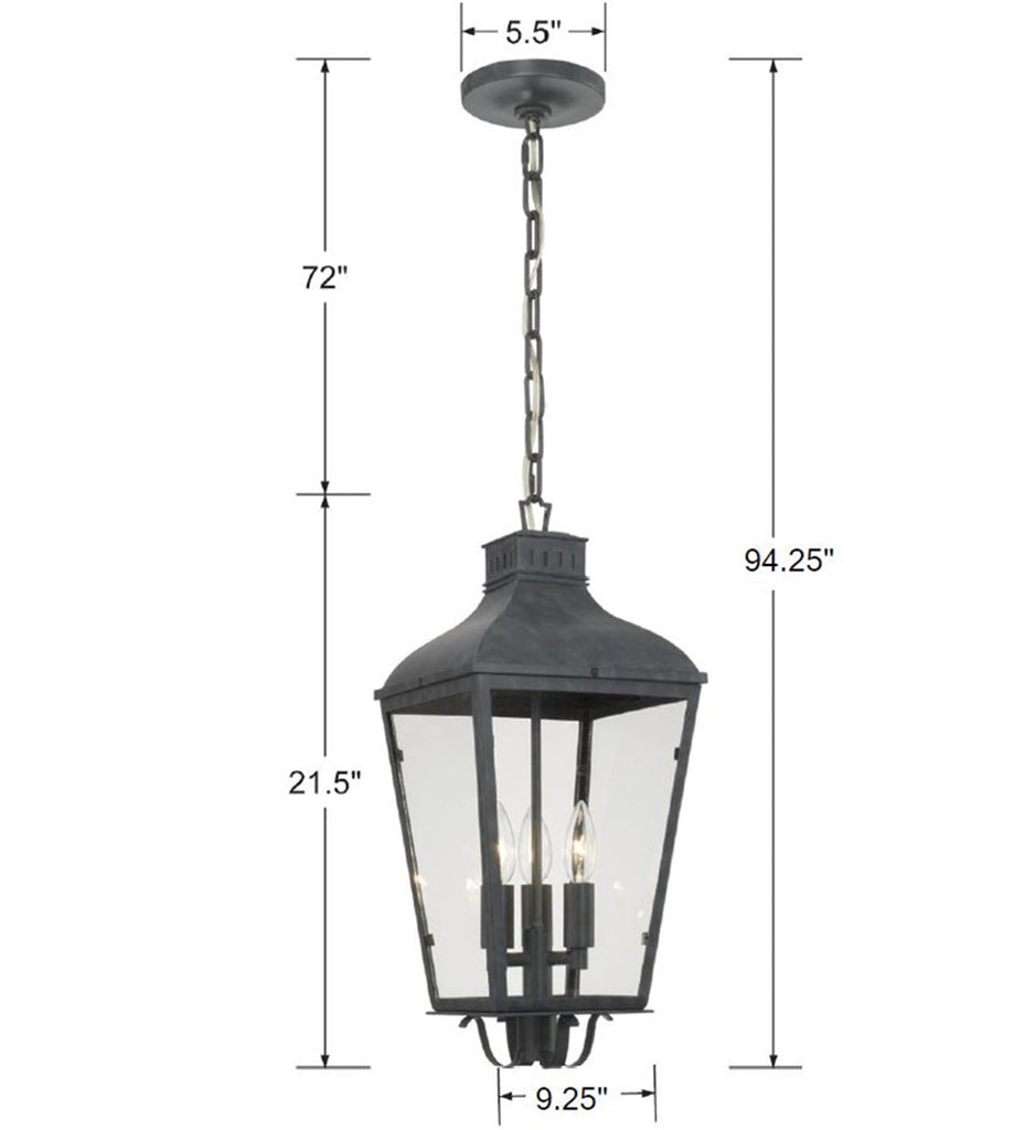 Crystorama Crystorama Dumont 3 Light Graphite Outdoor Pendant