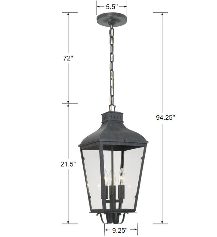 Crystorama Crystorama Dumont 3 Light Graphite Outdoor Pendant
