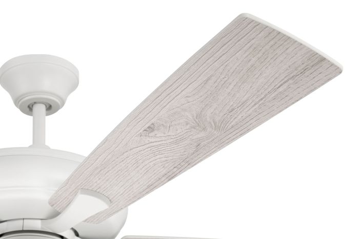 ##Antique Hardware## 52" Eos Frost 4 Light in White w/ White/Washed Oak Blades