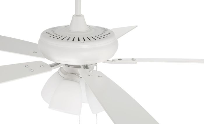 ##Antique Hardware## 52" Eos Frost 4 Light in White w/ White/Washed Oak Blades