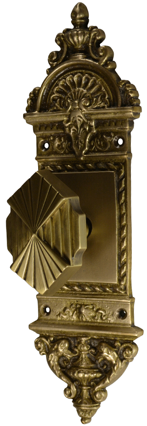 COPPER MOUNTAIN HARDWARE European Door Set With Art Deco Fanfare Knob in Several Finishes