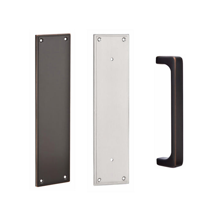 ##Antique Hardware## 12 Inch Solid Brass Modern Baden Push & Pull Door Set