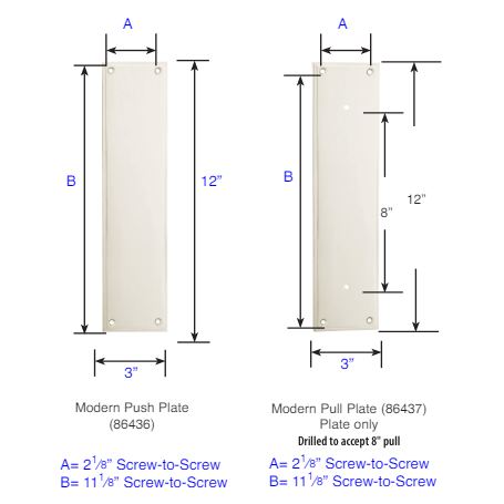 ##Antique Hardware## 12 Inch Solid Brass Modern Ribbon & Reed Push & Pull Door Set