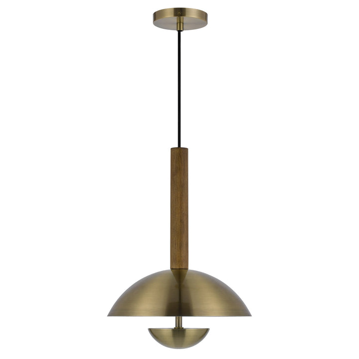 LAKELAND 15W INTERGRATED DIMMABLE LED METAL / BIRCH WOOD PENDANT LIGHT WITH HALF DOMED METAL SHADE Pendant Cal Lighting