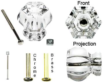 COPPER MOUNTAIN HARDWARE Authentic Glass Hexagon Shape Cabinet & Furniture Knobs in 14 Colors