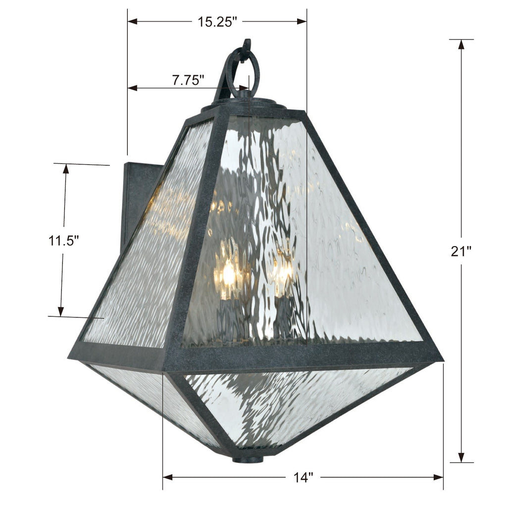 Crystorama Crystorama Brian Patrick Flynn Glacier 3 Light Black Charcoal Outdoor Sconce