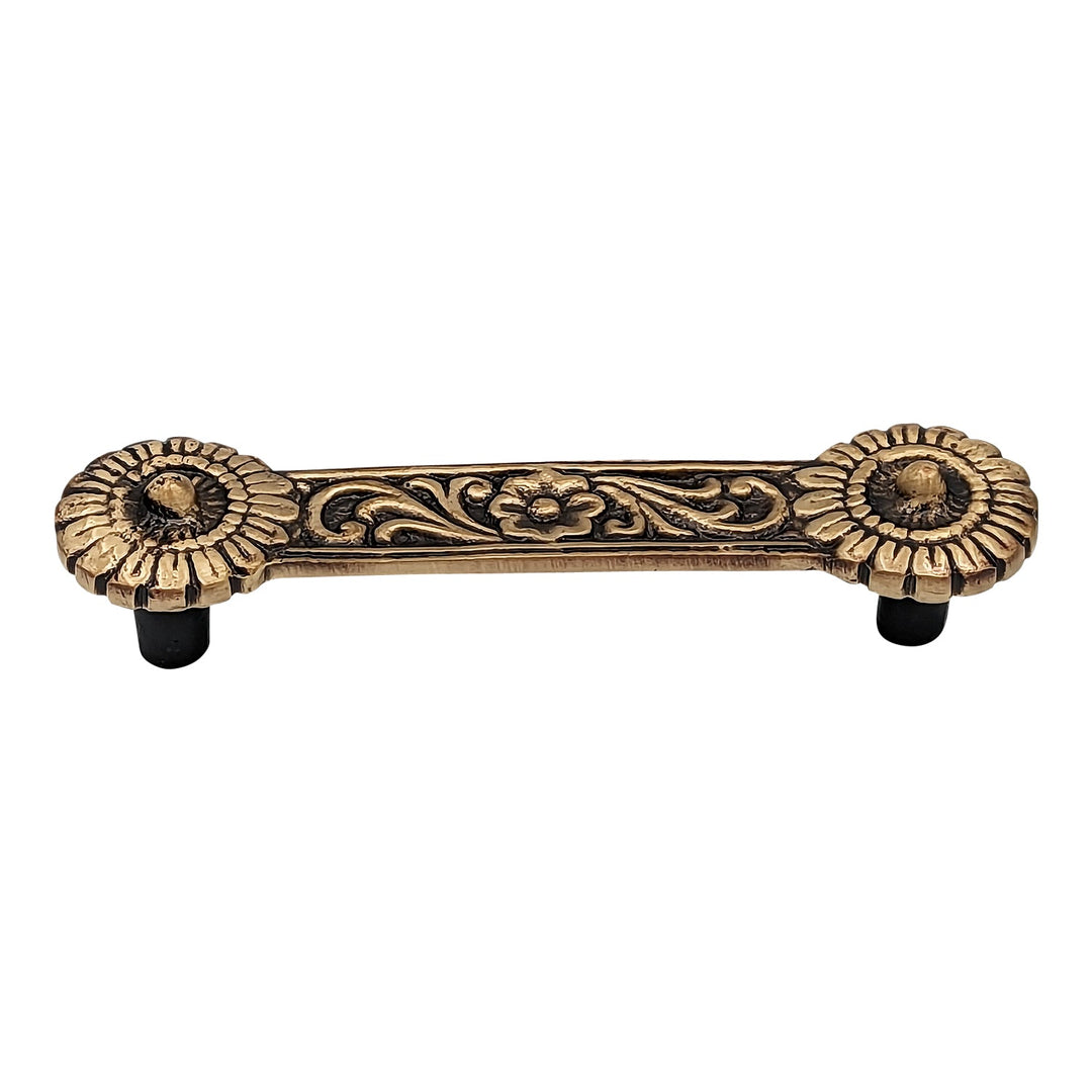 4 1/4 Inch Overall (3 3/8 Inch c-c) Solid Brass Unique Circle Pull Handle COPPER MOUNTAIN HARDWARE