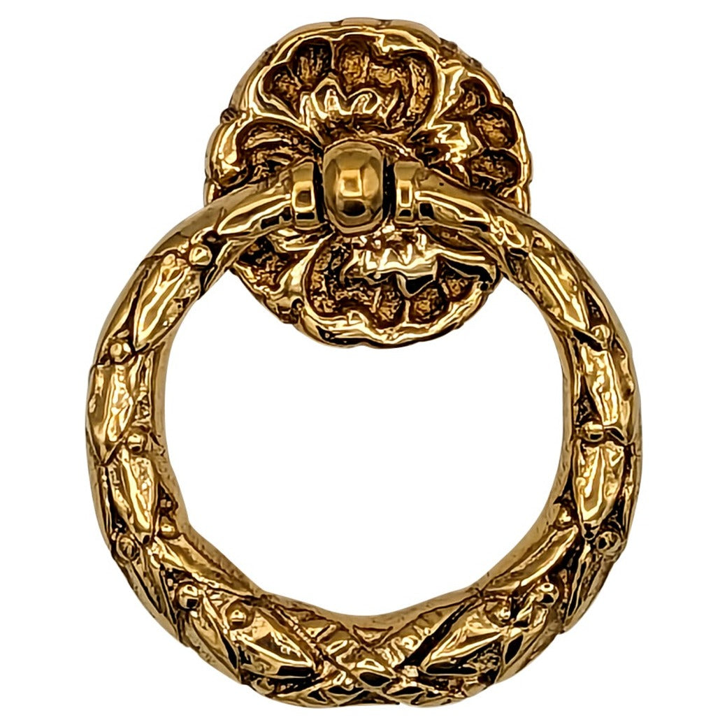 2 1/4 Inch Solid Brass French Floral Drawer Ring Pull COPPER MOUNTAIN HARDWARE