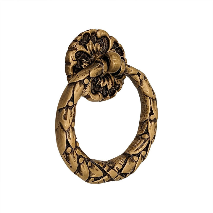 2 1/4 Inch Solid Brass French Floral Drawer Ring Pull COPPER MOUNTAIN HARDWARE