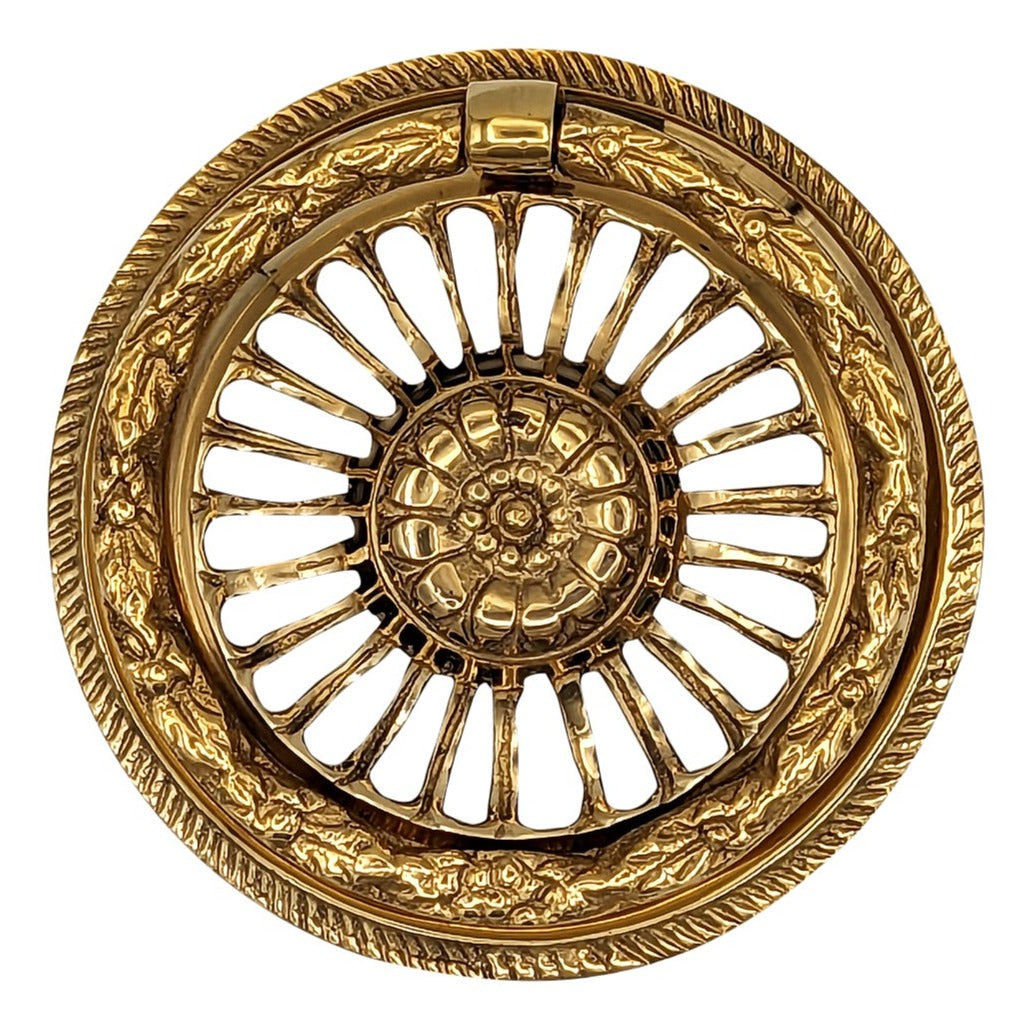 3 5/8 Inch Solid Brass Radiant Flower Drawer Ring Pull COPPER MOUNTAIN HARDWARE
