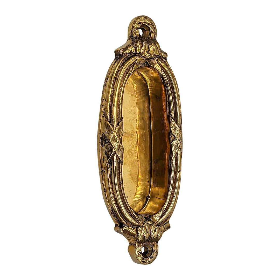 4 1/3 Inch Solid Brass Ribbon & Reed Door Pull COPPER MOUNTAIN HARDWARE