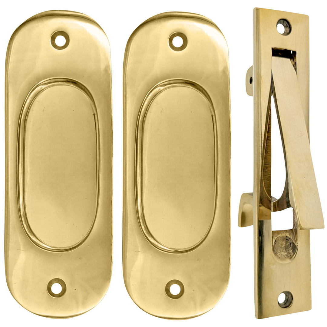 Traditional Oval Pocket Door Set (Several Finishes Available) COPPER MOUNTAIN HARDWARE