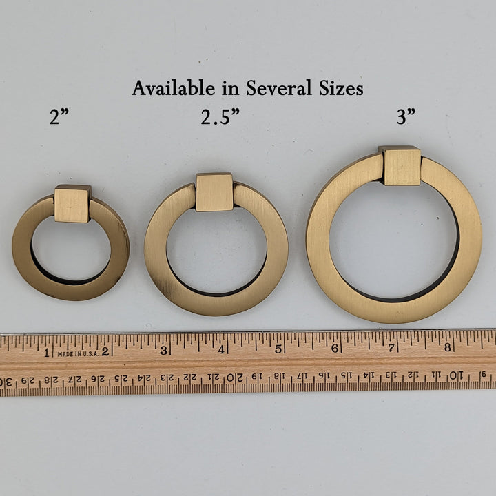 COPPER MOUNTAIN HARDWARE Mission Style Solid Brass Oversized Ring Pull for Cabinets & Furniture
