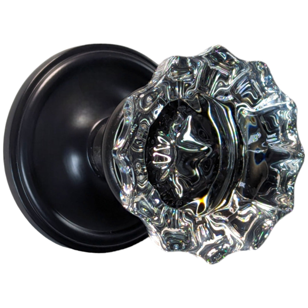 COPPER MOUNTAIN HARDWARE Regency Fluted Glass Door Knob with Victorian Rosette 