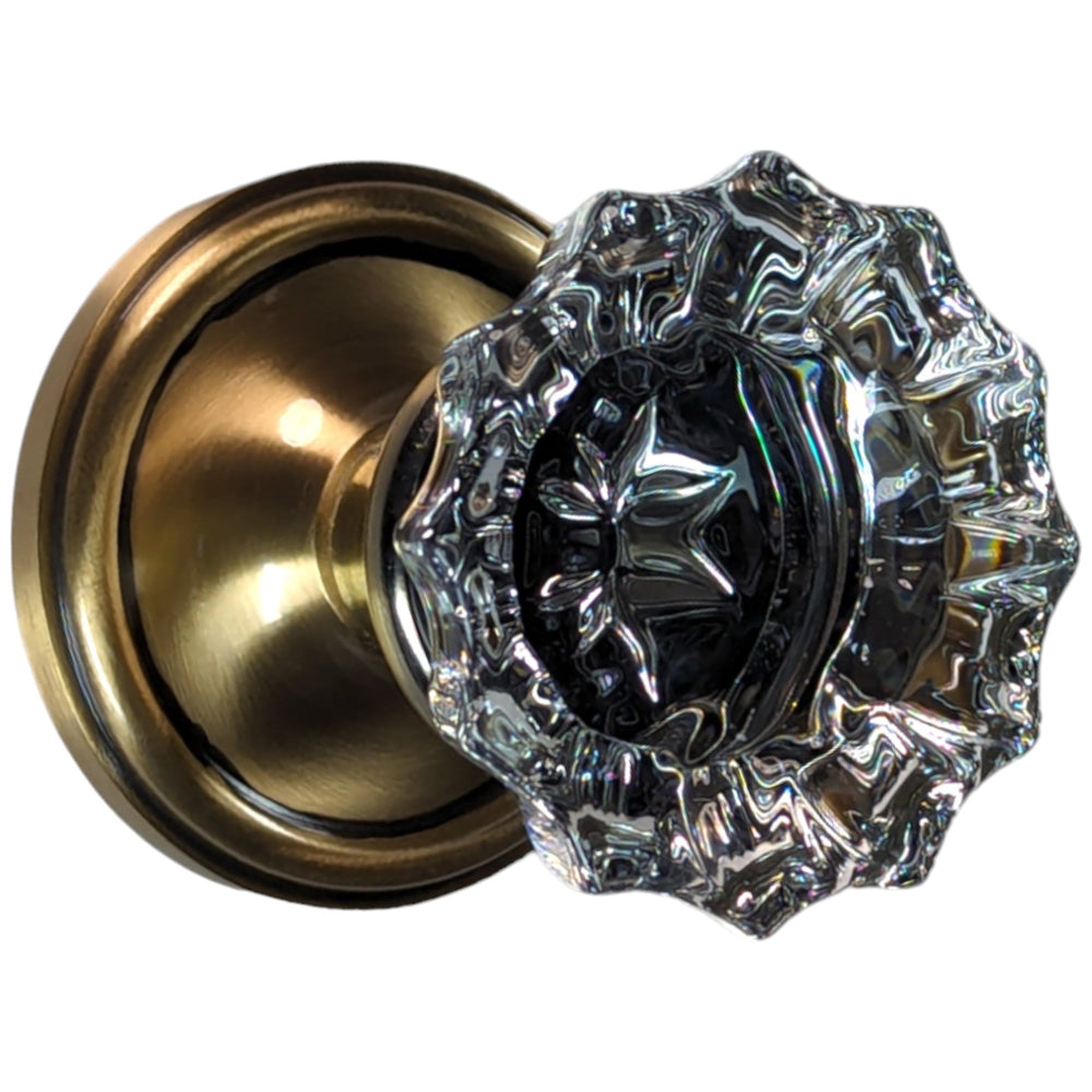 COPPER MOUNTAIN HARDWARE Regency Fluted Glass Door Knob with Victorian Rosette 