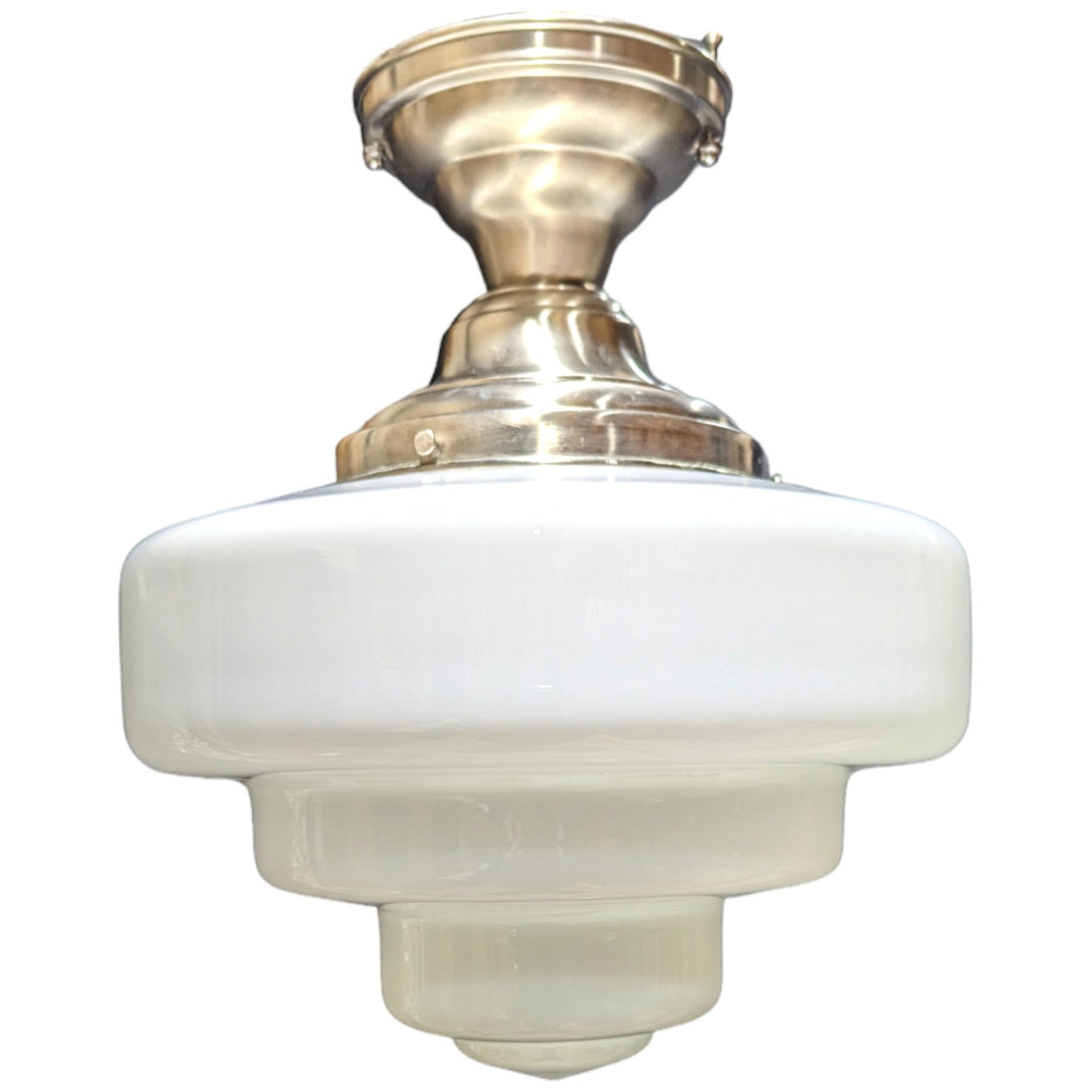 15 1/2 Inch Manhattan Skyscraper Nouveau Style Semi-Flush Mount Light (Satin Nickel Finish) COPPER MOUNTAIN HARDWARE