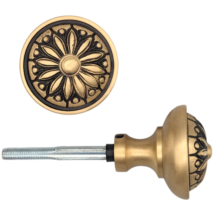 Floral Imprint Solid Brass Spare Door Knob Set (Several Finishes Available) COPPER MOUNTAIN HARDWARE