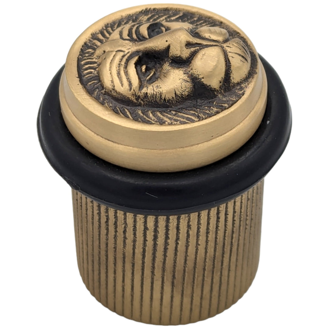 Lion Head Brass Floor Mount Door Stop (Several Finishes Available) COPPER MOUNTAIN HARDWARE