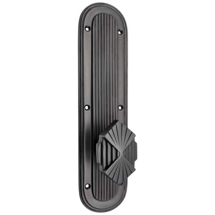 Art Deco Lined Backplate Door Set with Art Deco Fanfare Door Knobs (Several Finishes Available)