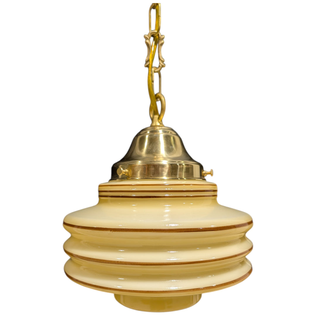 COPPER MOUNTAIN HARDWARE 27 3/4 Inch Orange Art Deco Style Glass Chain Pendant Light