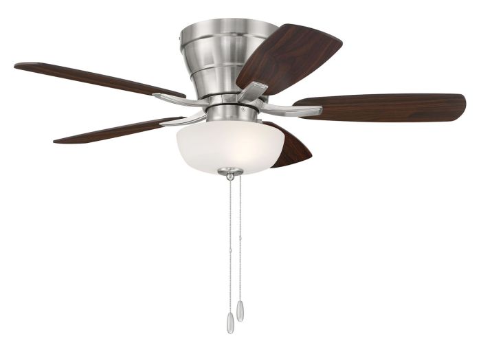 ##Antique Hardware## 42" Wheeler 2-Light Bowl in Brushed Polished Nickel w/ Driftwood/Walnut Blades