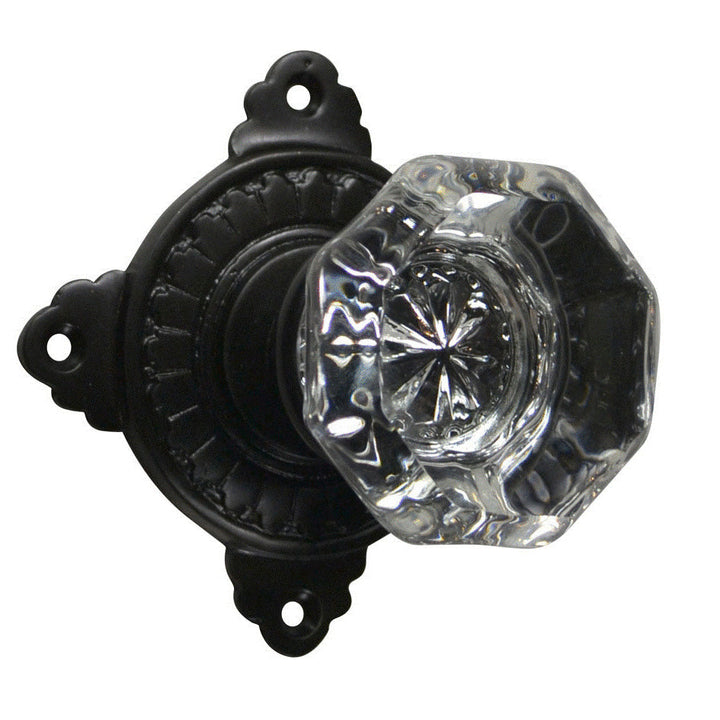 Art Deco Rosette Door Set with Octagon Crystal Door Knobs (Several Finishes Available) COPPER MOUNTAIN HARDWARE