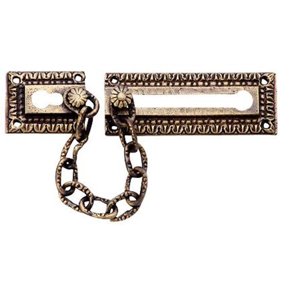 Egg & Dart Pattern Solid Brass Door Chain Guard COPPER MOUNTAIN HARDWARE