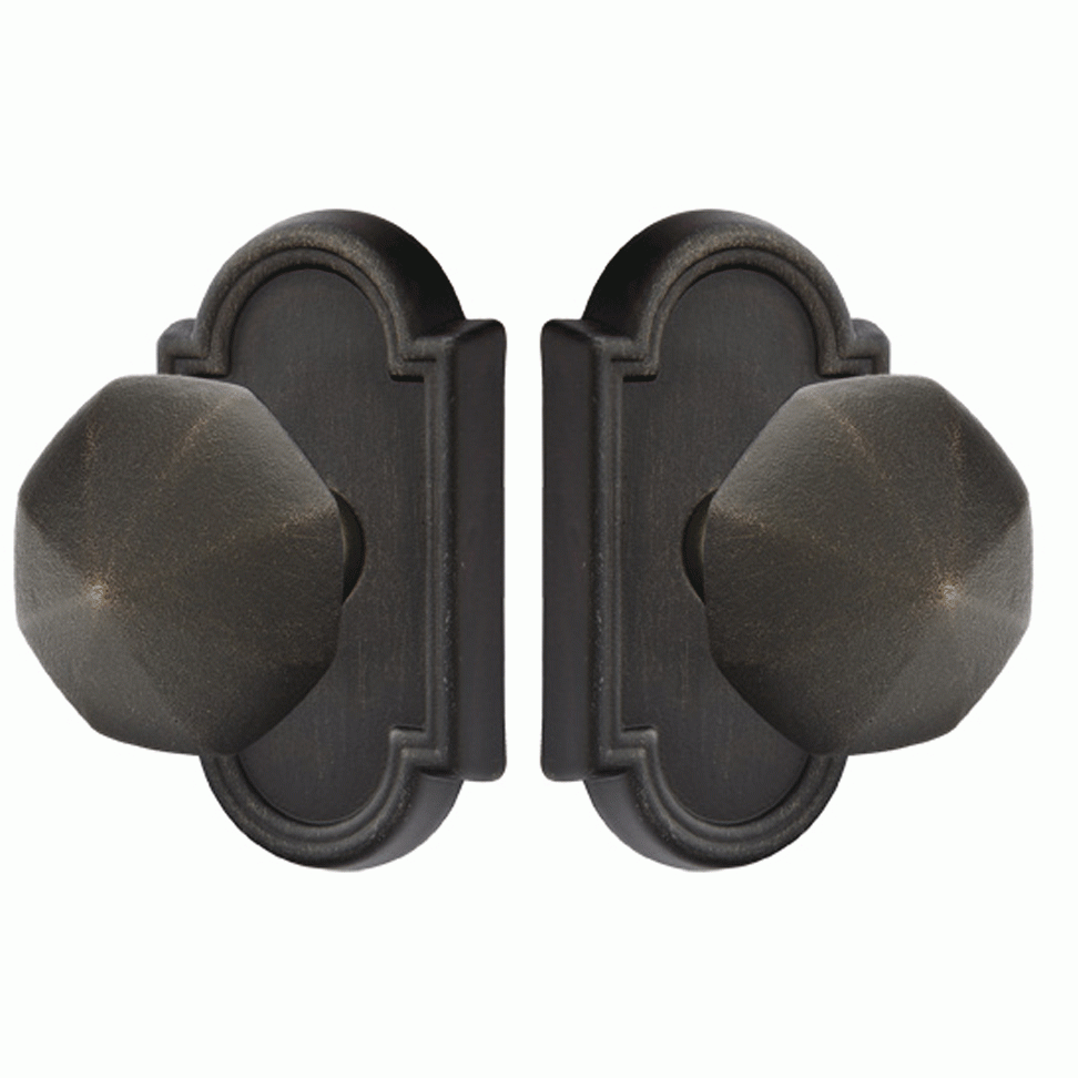Solid Brass Lost Wax Octagon Door Knob Set With Beveled Arched Rosette (Several Finish Options) EMTEK