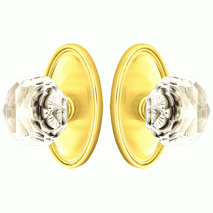 Diamond Crystal Door Knob Set With Oval Rosette (Several Finish Options) EMTEK