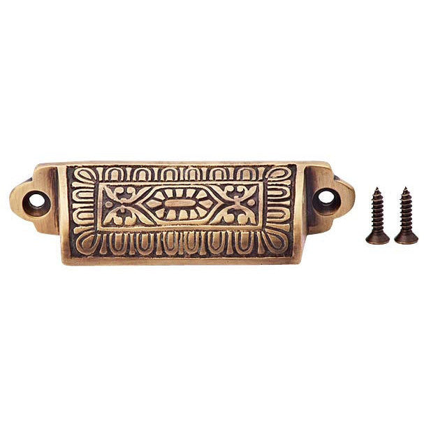 3 5/8 Inch Overall (3 Inch c-c) Traditional Square Eastlake Style Bin Pull