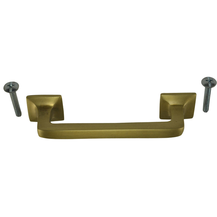 4 1/4 Inch Overall (3 1/4 Inch c-c) Solid Brass Square Traditional Pull