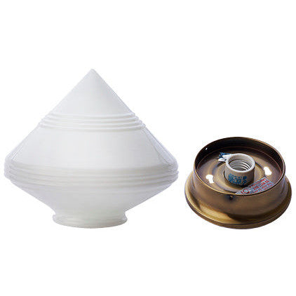 Art Deco Glass Shade Overhead Light Fixture (Antique Brass Finish) COPPER MOUNTAIN HARDWARE