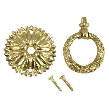2 Inch Solid Brass Radiant Leaves Ring Pull