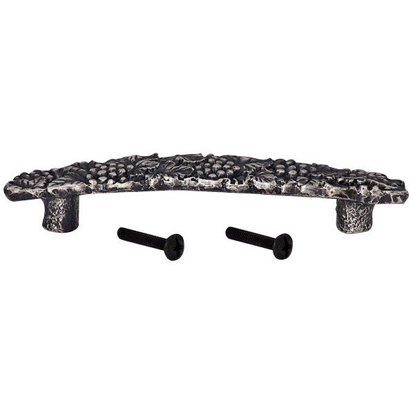 5 1/4 Inch (3 3/4 Inch c-c) Solid Pewter Antique Grapes And Vines Pull