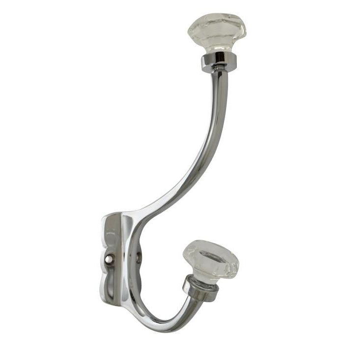 7 Inch Solid Brass Coat Hook & Octagonal Clear Glass Knobs COPPER MOUNTAIN HARDWARE