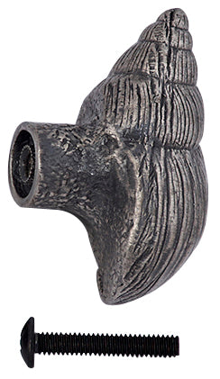 1 5/8 Inch Ocean Seaside Nautical Solid Pewter Twisting Conch Seashell Cabinet & Furniture Knob