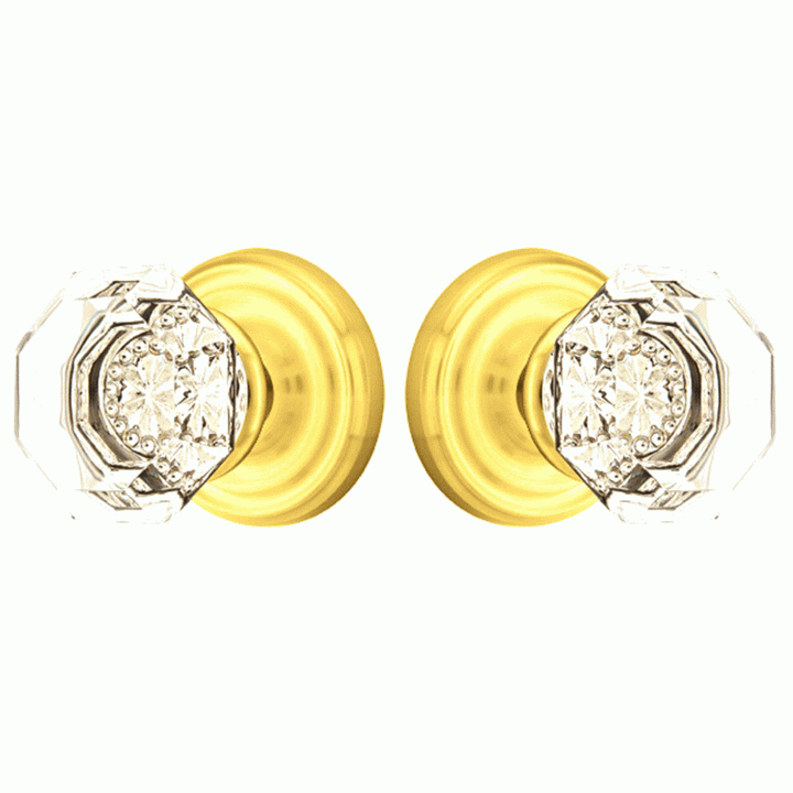 EMTEK Emtek Crystal Old Town Clear Door Knob Set With Regular Rosette